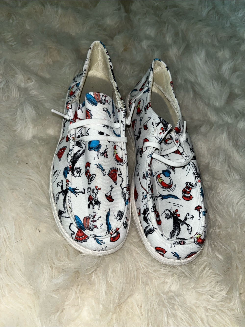 White Printed Women's Casual Lace-Up Shoes